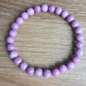 Rose Pink Rhodonite Beads Bracelet, Stretch, Hand Crafted
